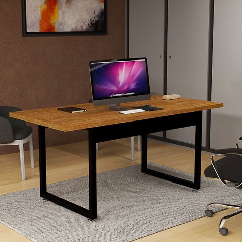 Escrivaninha Estilo Industrial para Computador Trabalho Home Office Mesa Diretor 160x80 Pés de Ferro