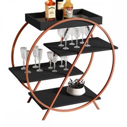 Bar Adega Luxo 3 Prateleiras Preto Fosco/bronze 4009 - Jb Bechara - 2