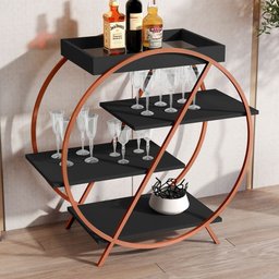 Bar Adega Luxo 3 Prateleiras Preto Fosco/bronze 4009 - Jb Bechara - 1