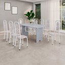 Ver imagem 1 de Conjunto para Sala de Jantar com 8 Cadeiras Lara Branco/Bege
