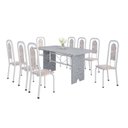 Ver imagem 2 de Conjunto para Sala de Jantar com 8 Cadeiras Lara Branco/Bege