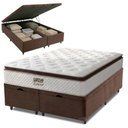 Ver imagem 2 de Cama Box Baú Queen Colchão Molas Pocket Ensacadas Tower 158x198x75cm Branco / Marrom Gazin