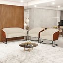 Ver imagem 2 de Namoradeira e 2 Poltronas Industrial Preto Stella Noz/linho D03 - D’Rossi