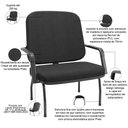 Ver imagem 3 de Cadeira de Escritório Recepção com Braço Fixa Preta Magno P03 Crepe Preto - Lyam Decor