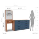 Ver imagem 3 de Cômoda Penteadeira Valência 8 Gavetas Espelho 209x160cm Azul/Freijó 250801
