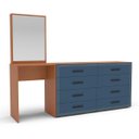 Ver imagem 2 de Cômoda Penteadeira Valência 8 Gavetas Espelho 209x160cm Azul/Freijó 250801
