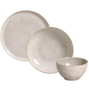 Conjunto de Jantar 12 Peças Bio Latte Prato Raso Fundo Bowl Off White Mesa Posta Porto Brasil