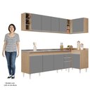 Ver imagem 5 de Armário de Cozinha Modulado de Canto Esquerdo 5 Peças Cp54 com Pia Inox Castanho/cinza - Lumil Lumil