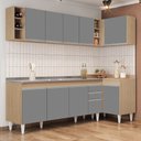 Ver imagem 2 de Armário de Cozinha Modulado de Canto Esquerdo 5 Peças Cp54 com Pia Inox Castanho/cinza - Lumil Lumil
