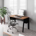 Ver imagem 2 de Plataforma de Trabalho Individual 120cm Industrial Tampo Chanfrado com Caixa de Tomadas Executive Nogal e Preto
