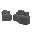 Ver imagem 1 de Kit Sofá e Poltrona Orgânica Living Bob com Almofadas Bouclê Cinza Escuro - Abmaza