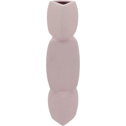 Vaso Decorativo Enfeite Casa Geométrico Home&co Cerâmica 31x8x8cm Rosa Claro