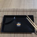 Ver imagem 3 de Jogo 24 Pratos Para Sushi com Porta Shoyu Preto Quadrados Comida Japonesa Coza