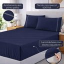 Ver imagem 3 de Jogo de Cama Lençol Egípcio King 4 Peças Micropercal 600 Fios Marinho Casa Show Enxovais