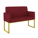 Ver imagem 2 de Kit Sofá 2 Lugares + 2 Poltronas Recepção Sala Base Dourada Cor:marsala