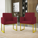 Ver imagem 6 de Kit Sofá 2 Lugares + 2 Poltronas Recepção Sala Base Dourada Cor:marsala
