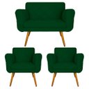 Ver imagem 1 de Conjunto Namoradeira e 2 Poltrona Isabella Sala de Estar Suede Verde - LM DECOR