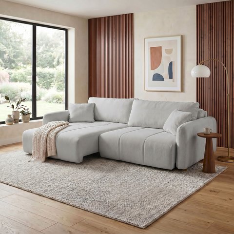 Sofá Retrátil e Reclinável 206cm com Almofadas Decorativas Eros Yescasa