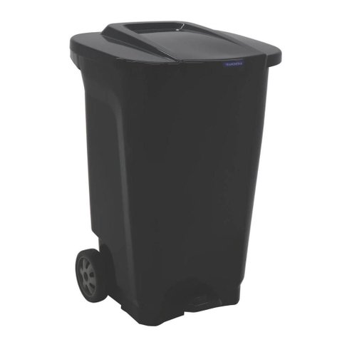 Lixeira Tramontina T-Force Plástico Preto Rodas e Pedal 100L