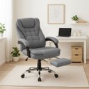 Ver imagem 1 de Cadeira Escritório Couro Sintético Itália Cinza Encosto com Trava