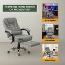 Ver imagem 4 de Cadeira Escritório Couro Sintético Itália Cinza Encosto com Trava