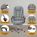 Ver imagem 3 de Cadeira Escritório Couro Sintético Itália Cinza Encosto com Trava