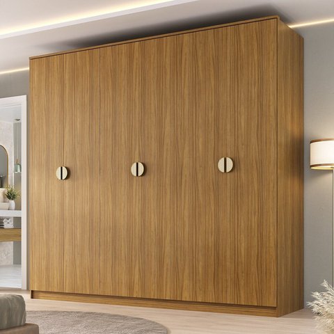 Guarda Roupa Casal 100% MDF BP 6 Portas 4 Gavetas Asti Marrom/Nogueira