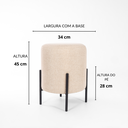 Ver imagem 3 de Puff Siena Decorativo Tecido Linho Banqueta Redondo Pés de Metal