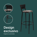 Ver imagem 4 de Kit 5 Banquetas para Bancada Banco Alto Junco Preto Balcão Cozinha Gourmet Bar Área de Lazer Piscina
