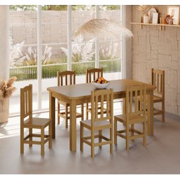 Conjunto Sala de Jantar 160x88 com 6 Cadeiras Diamante - Nemargi:nogueira - 2