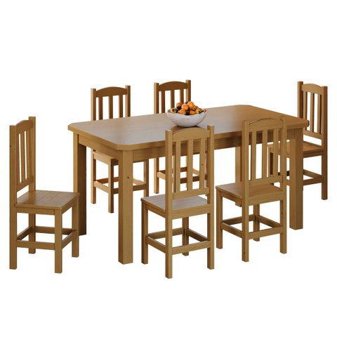 Conjunto Sala de Jantar 160x88 com 6 Cadeiras Diamante - Nemargi:nogueira