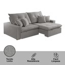 Ver imagem 2 de Sofá com Chaise A230 3 Lugares Retrátil 250cm Cinza Linho Meu Sofá Online