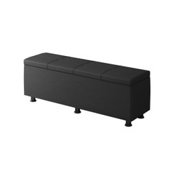 Baú Sapateira Estofada  King Size 195 cm Marte Corino Preto SkyBox - 4