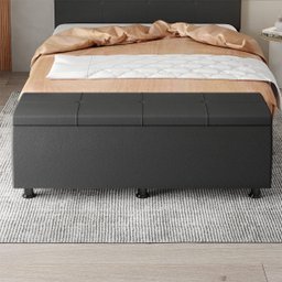 Baú Sapateira Estofada  King Size 195 cm Marte Corino Preto SkyBox - 2