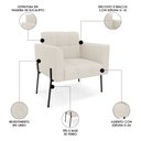 Ver imagem 3 de Poltrona para Sala Pé Metal Preto Kit 2 Ana Linho Bege - Ibiza