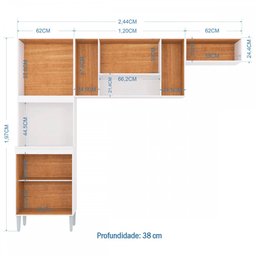 Cozinha Compacta Lavinia 8 Portas Chocolate/Off White - Poquema - 3