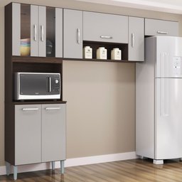 Cozinha Compacta Lavinia 8 Portas Chocolate/Off White - Poquema - 1