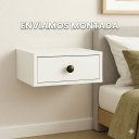 Ver imagem 2 de Mesa de Cabeceira Suspensa 25cm com 1 Gaveta MDF 15mm Branco Puxador Retrô Já Montada
