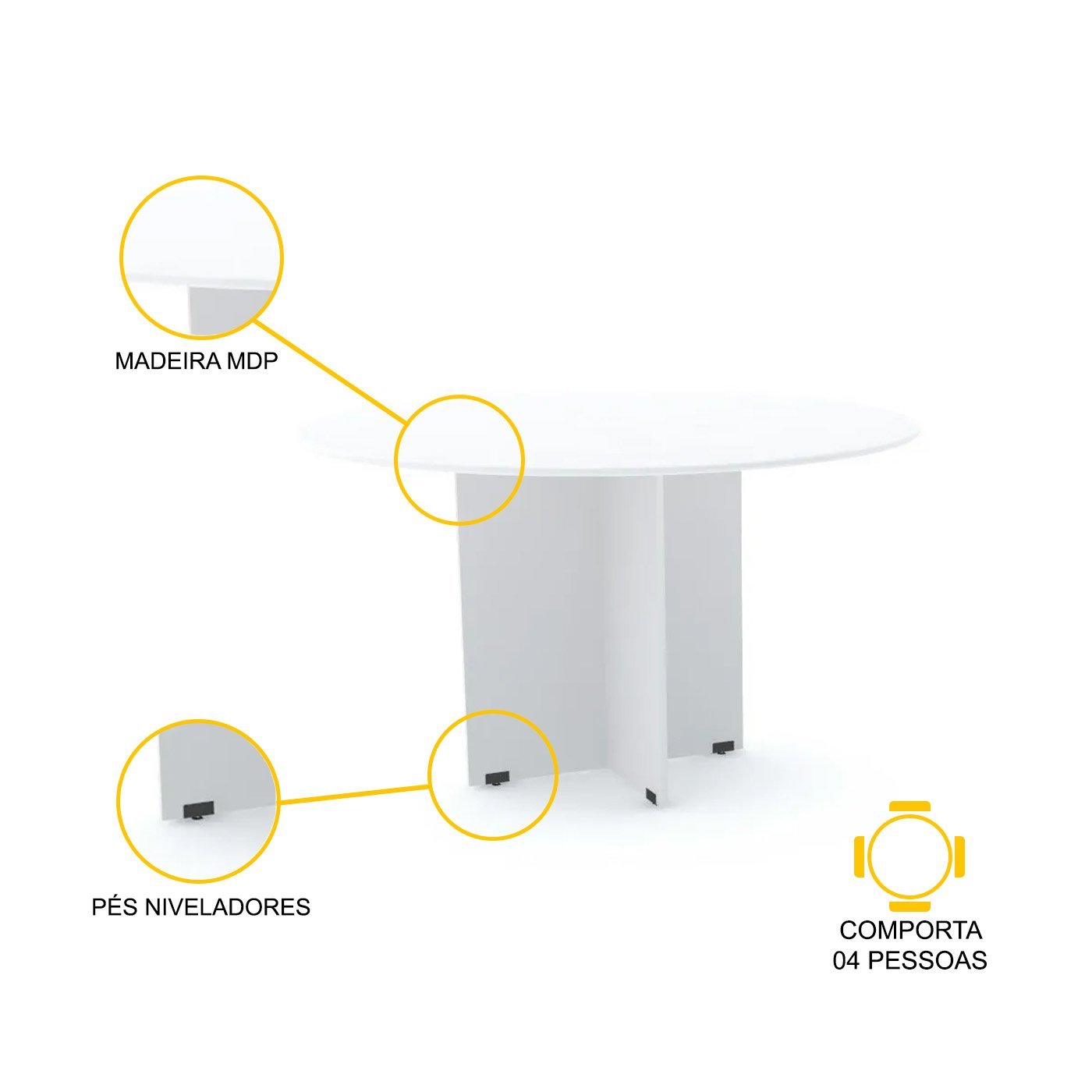 MESA DE REUNIÃO REDONDA PANDIN MAXXI - BRANCO MX1100 - 3