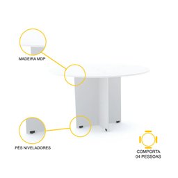 MESA DE REUNIÃO REDONDA PANDIN MAXXI - BRANCO MX1100 - 3