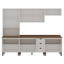 Ver imagem 4 de Cozinha Modulada Completa 5 Peças com Tampos Americana Portas em MDF Branca Frisado