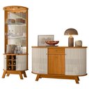 Ver imagem 1 de Aparador para Sala Buffet Monza e Cristaleira Marina Cinamomo Off White - Madetec