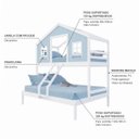 Ver imagem 4 de Beliche Casal/ Solteiro Casinha Dos Sonhos Madeira Maciça Branco/ Azul Housin