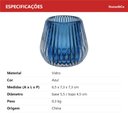 Ver mais imagens de Castiçal Decorativo de Vidro Azul 6x7x7cm Porta Vela Mesa Jantar Decoração Sala
