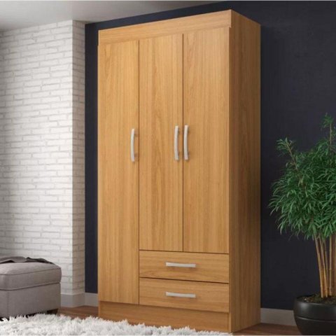 Guarda Roupa Atalaia 3 Portas 2 Gavetas Evidência Móveis Cinamomo
