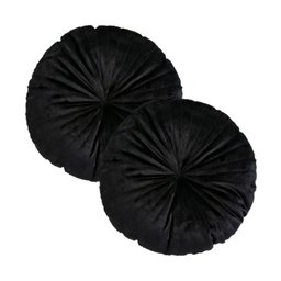 2 Almofadas Redondas Rendy em Veludo Várias Cores Cor:preto - 1