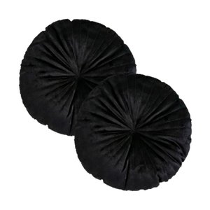 2 Almofadas Redondas Rendy em Veludo Várias Cores Cor:preto