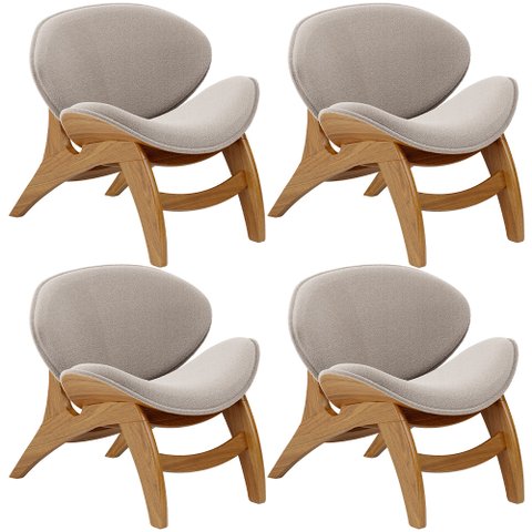 Kit 4 Poltronas Decorativa Orgânica Sala Living Kadosh L02 Bouclê Creme - Lyam Decor
