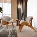 Ver imagem 2 de Kit 4 Poltronas Decorativa Orgânica Sala Living Kadosh L02 Bouclê Creme - Lyam Decor