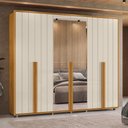Ver imagem 1 de Guarda Roupa Volpi 6 Portas com Espelho 6 Gavetas Cinamomo Off White Madetec